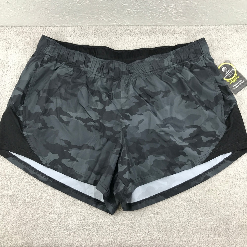 Athletic Works Running Shorts Womens XXL 20 Black Camo DriWorks Active VT6912